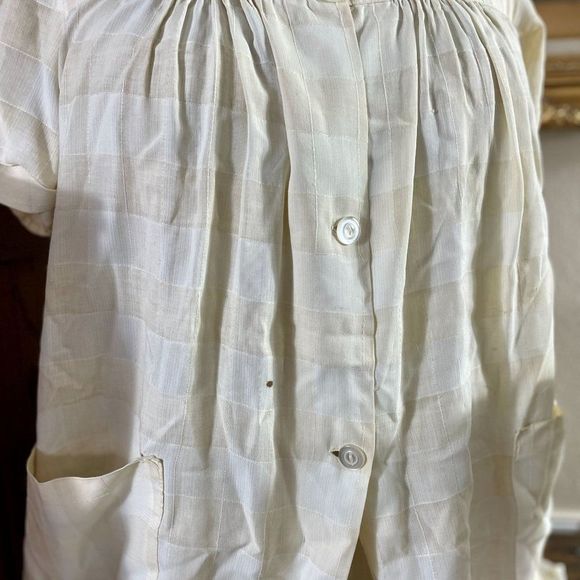 Vintage Bohemia Folk Costume Undershirt Long Shirt Slovakian Ethnic Window Pane - Picture 5 of 9